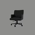 Black Leather Tufted Desk Chair Set With Adjustable Height Armrests And Caster Wheels