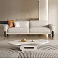 Modern White Leather Two Seater Sofa With Decorative Pillows In Bright Minimalist Living Space
