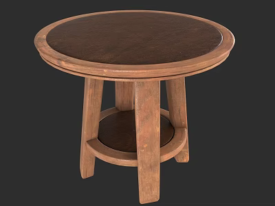 Round Wooden Conference Table with Natural Wood Finish and Sturdy Legs for Modern Office Design 3d model