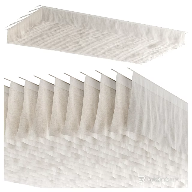 Modern White Layered Ceiling Design With Textured Fabric Panels And Elegant Structure 3d model 