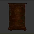 Vintage Three Door Wooden Cabinet With Carved Details And Dark Brown Finish