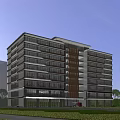 Modern Multi Storey Industrial Factory Building With Large Glass Windows And Landscaped Surroundings