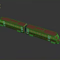 Two Car Train Model with Red Roof Golden Body and Detailed Windows