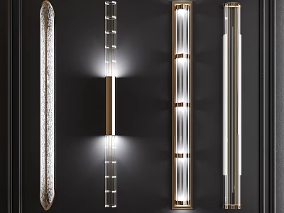 Modern Wall Sconces With Glass Tubes And Brass Frames For Interior Lighting 3d model