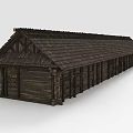 Rustic Wooden House Exterior With Traditional Design Dark Brown Roof And Long Structure