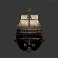 Vintage Sailing Ship Model Featuring Multiple Masts Canvas Sails And Detailed Wooden Structure