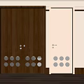 Middle ancient style solid wood glass single open double open door 3d model