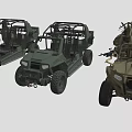 Military Utility Vehicles With Open Structure Off Road Tires And Mounted Machine Gun