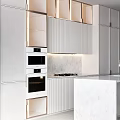 Modern Commercial Kitchen Interior With Marble Island Countertop And Stainless Steel Cabinets Appliances