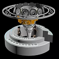 Futuristic Bar With Circular Top Yellow New Dance Club Signage Starry Background And Standing People