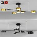 Modern Black and Gold Metal Ceiling Light with Multiple Circular Lights Design 3d model