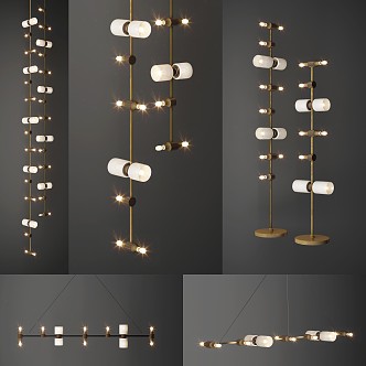 Light Luxury Lamps Combination Multi-head Chandelier Floor Lamp 3d model