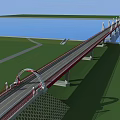 Scenic Modern Arch Bridge With Roadway Spanning Water And Green Surroundings