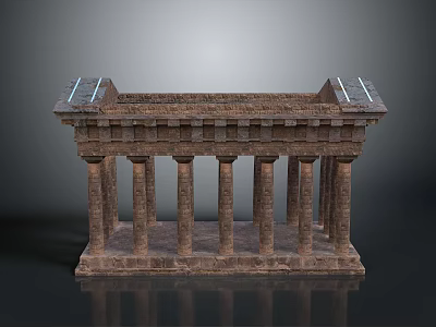 Classical Ancient Greek Style Stone Architecture Model With Columns And Pediment 3d model