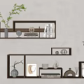 Solid Wood Bookshelf Storage Rack 3d model