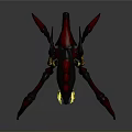 Fantasy Spider Like Creature With Red Black Body And Yellow Striped Legs
