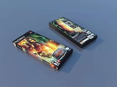 Two PlayStation Video Game Boxes With Cover Art And ESRB Rating Labels For Household Use 3d model