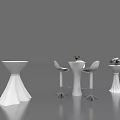 White Modern Bar Tables With Chairs Wine Glass And Flower Decorations
