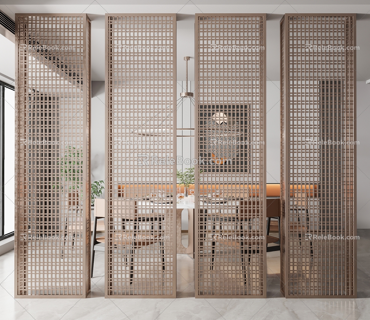 Modern partition metal partition screen 3d model