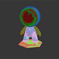 Shiny Blue Astronaut Figurine With Smiling Face And Square Base Displaying The Blue Planet Text