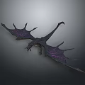 Flying Dragon Game Movie Character With Spiked Purple Wings And Black Body