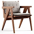 Modern Accent Chair with Wooden Frame Gray Tufted Cushion and Armrests