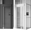 Stylish Modern Elevator Design With Glass Door And Black White Exterior