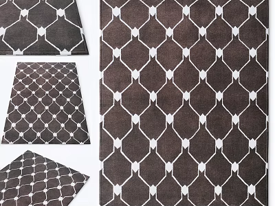 Square Rugs Featuring Brown And White Geometric Patterns In Various Styles 3d model