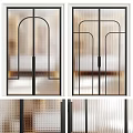 Modern Hinged Door Design With Black Metal Frame And Frosted Glass Panels