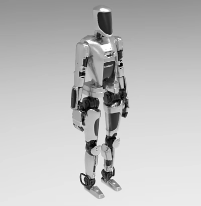 Industrial Humanoid Robot Equipment With Silver Body Mechanical Structure And Black Joint Components 3d model