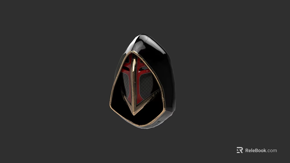 Unique Shaped Action Figure Display Cabinet With Black Red Gold Decorative Collectible 3d model 