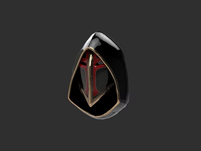 Unique Shaped Action Figure Display Cabinet With Black Red Gold Decorative Collectible 3d model