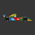 Colorful Race Car Model With Blue Red Green Yellow Design And HELLO Lettering On Body