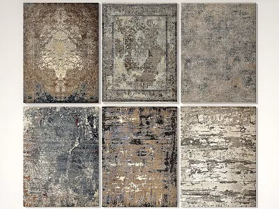 Square Rugs With Vintage Patterns And Various Color Options For Home Decor 3d model