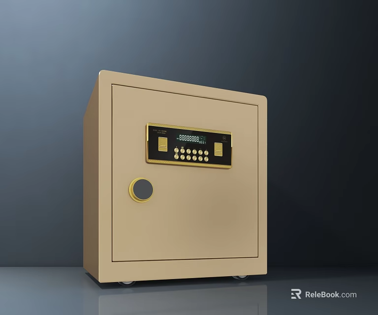 Durable Golden Commercial Safe With Electronic Keypad Lock For Secure Storage 3d model