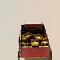 Red Wooden Utility Wagon With Yellow Wheels And Open Cargo Bed