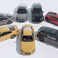 Various Colored Cars in Top View Showcase Multiple Models and Designs
