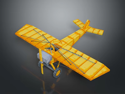 Vintage Yellow Biplane Model Toy With Classic Wing Design And Detailed Features 3d model