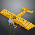 Vintage Yellow Biplane Model Toy With Classic Wing Design And Detailed Features