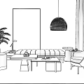 Modern Sofa Coffee Table Combination Sofa Coffee Table Combination Decorative Painting 3d model