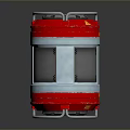 Red Cylindrical Metal Object With Rings Mesh And Stand In Natural Scenery View