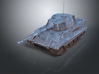 Armored Military Tank With Long Gun Barrel Metal Tracks And Weathered Surface Texture 3d model