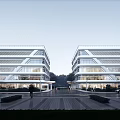Modern Industrial Factory Building Exterior Design With Glass Curtain Wall And Landscaped Surroundings