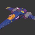 Blue Sci Fi Spaceship Design With Yellow Accents Twin Engines And Cosmic Details