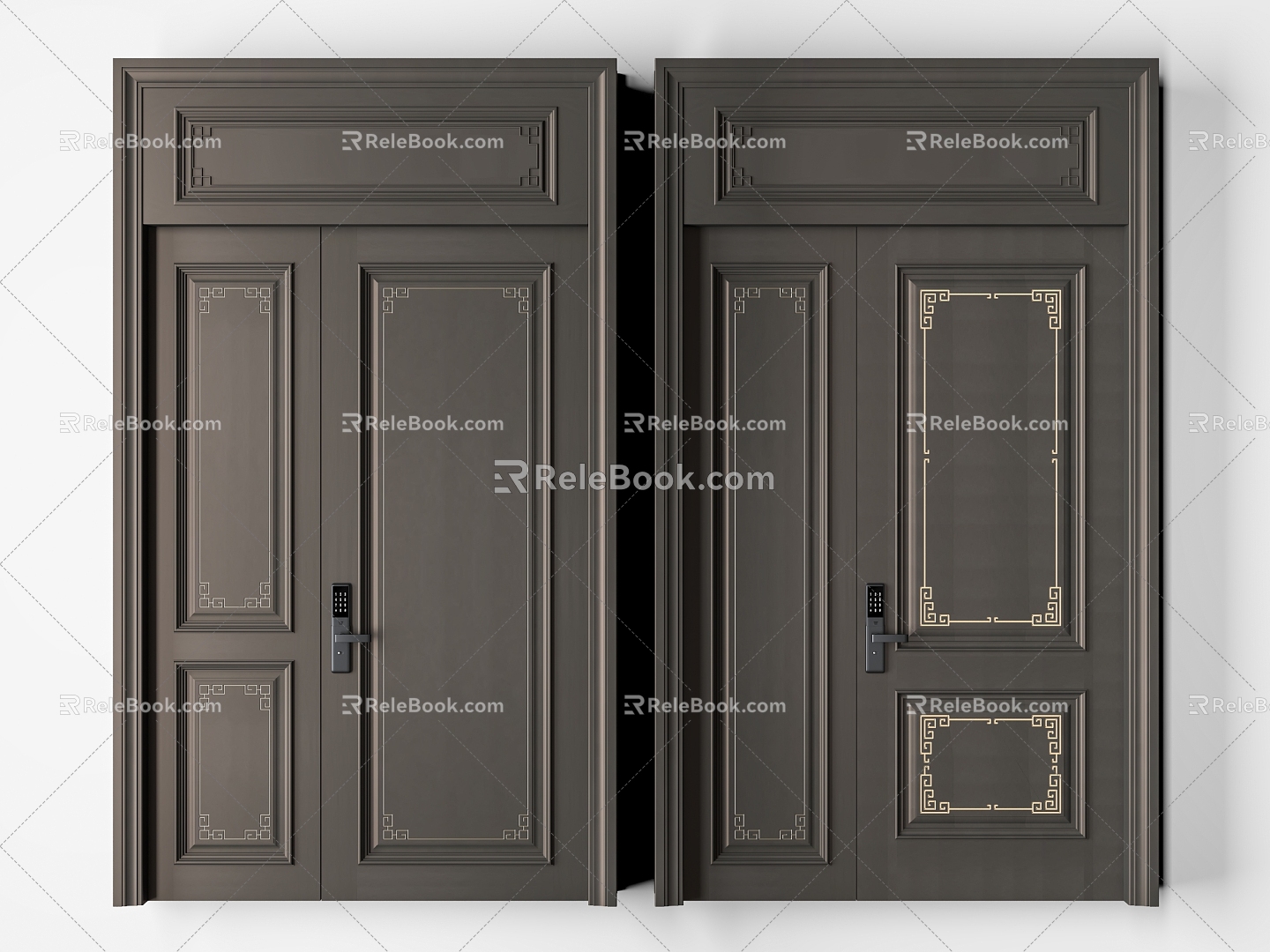 New Chinese style door 3d model