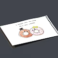 Decorative Spiral Notebook With Cute Doughnut Illustrations And Hat Bow Details