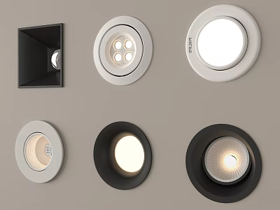 Various Recessed Black And White Downlights And Spotlights For Modern Home Lighting 3d model