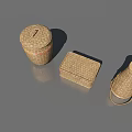 Woven Household Items Including Cylindrical Storage Jar Square Box And Handheld Basket For Home Organization