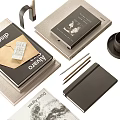 Stylish Books Magazines With Coffee Cups Notebook Pencils And Candle