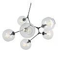 Modern Unique shaped Chandelier With Transparent Glass Globes And Golden Metal Frame